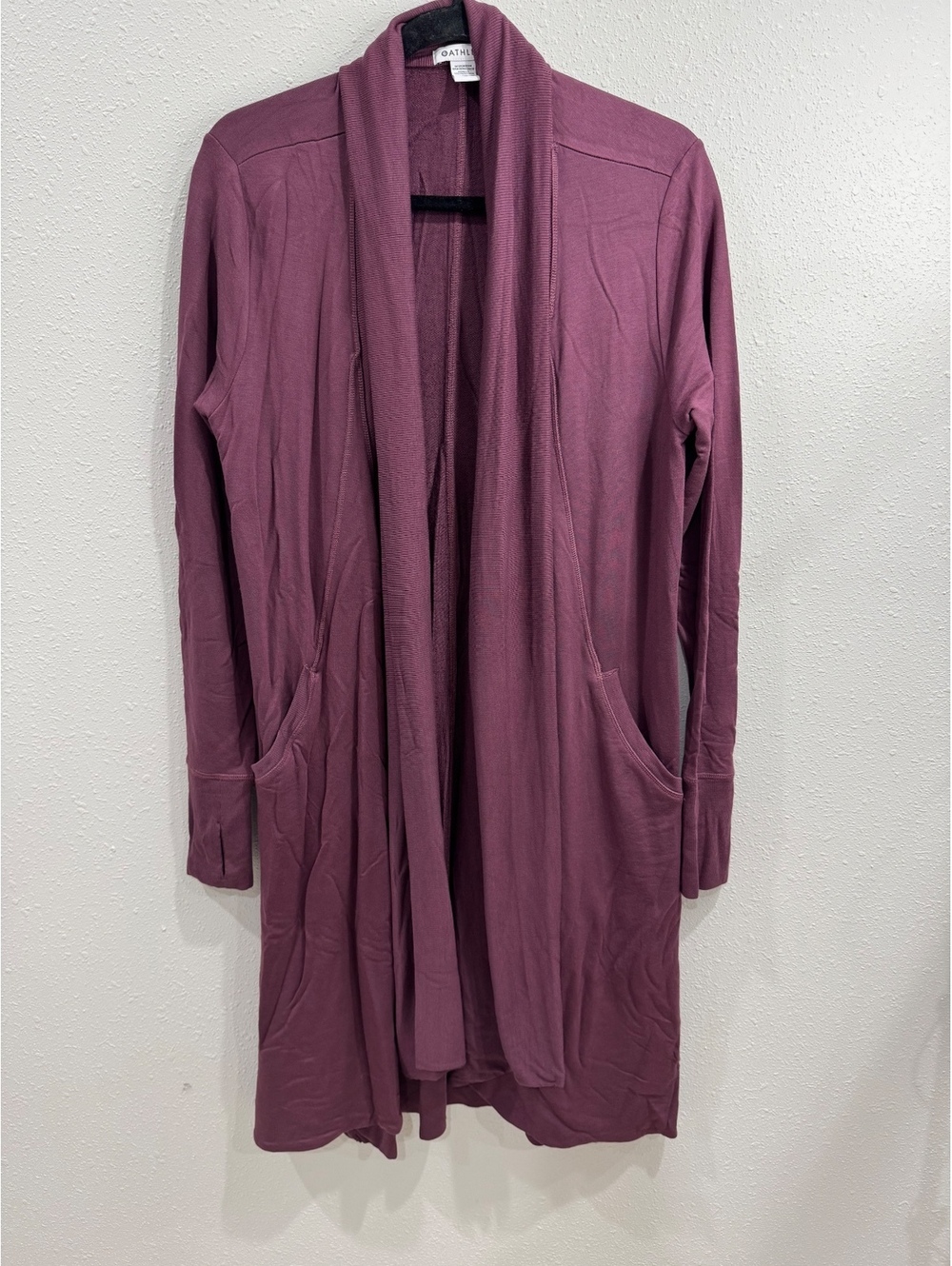 Athleta Pranayama Wrap Cardigan Womenโs M Plum Burgundy Modal Longline